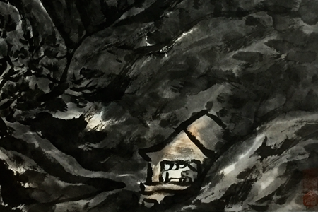 The creative source, technique, and philosophy of He Weigang's black painting